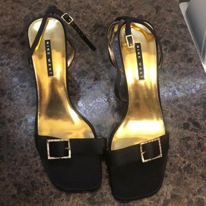 NEW Nine West black satin formal sandals